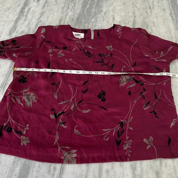 Vtg MW Modern Woman Size 18 20W Wine Red Print Flocked 2 Pc Maxi Skirt Blouse - Picture 9 of 15